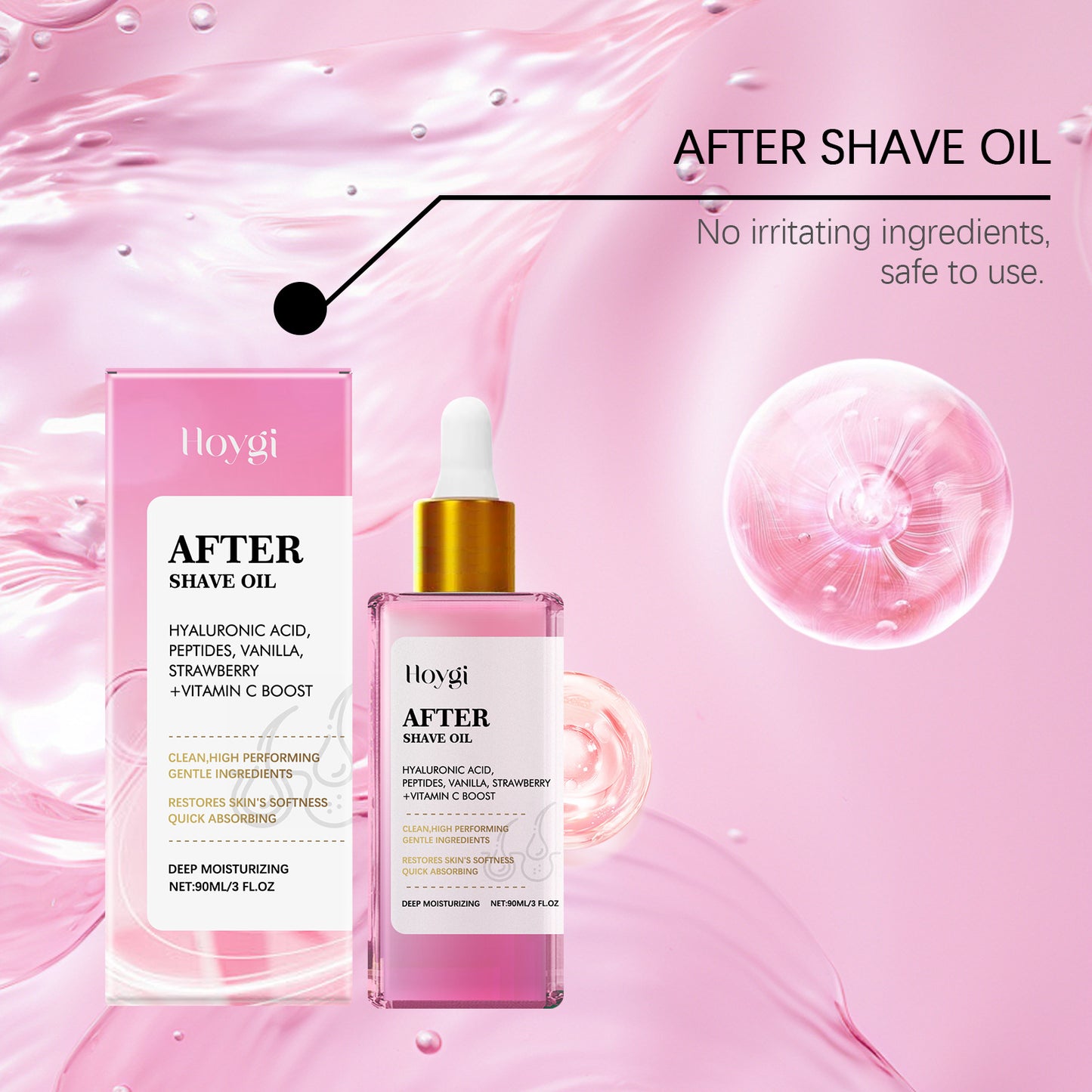 HOYGI Strawberry Scented Hair and After-Shave Care Essential Oil, Moisturizing and Nourishing for Smooth Skin Daily Care Oil