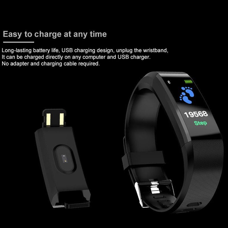 115 Plus Bluetooth Smart Watch Heart Rate Fitness Tracker
