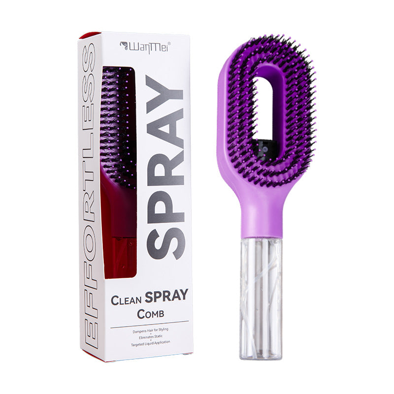 Multifunctional Mist Spray Comb with Transparent Spray Bottle, Hollow Handle, Hair Straightening Comb, Export Hair Care Tool