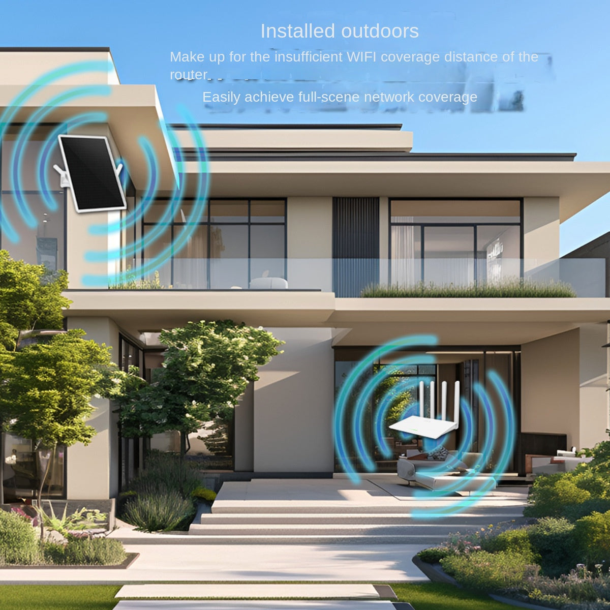 Solar Powered Signal Repeater Mobile Phone Signal Receiver Wireless WiFi Extender WiFi 6 Signal Amplifier