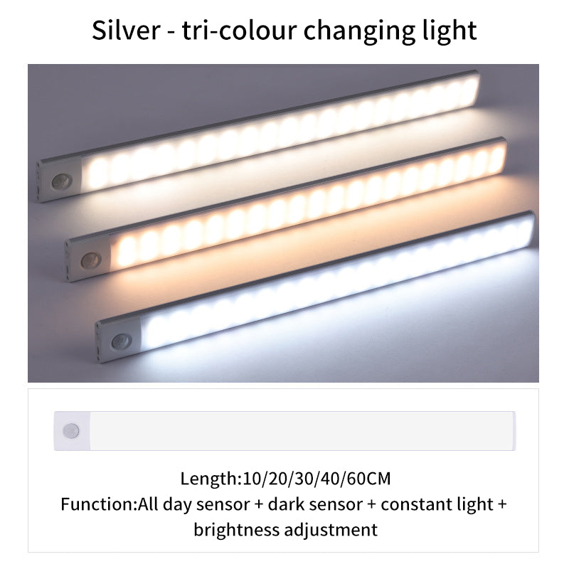 Ultra-Thin Intelligent Body Sensor Led Lights Long Strip Wireless Magnetic Closet Lights With Rechargeable Wine Cabinet Light Strip