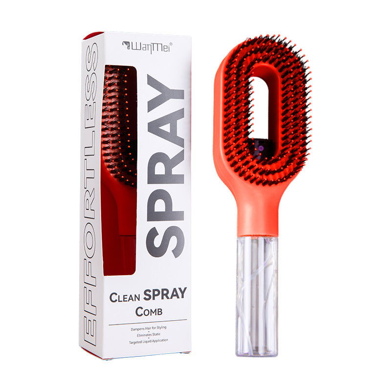 Multifunctional Mist Spray Comb with Transparent Spray Bottle, Hollow Handle, Hair Straightening Comb, Export Hair Care Tool