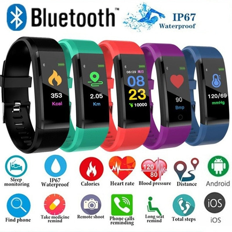 115 Plus Bluetooth Smart Watch Heart Rate Fitness Tracker