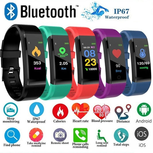 115 Plus Bluetooth Smart Watch Heart Rate Fitness Tracker