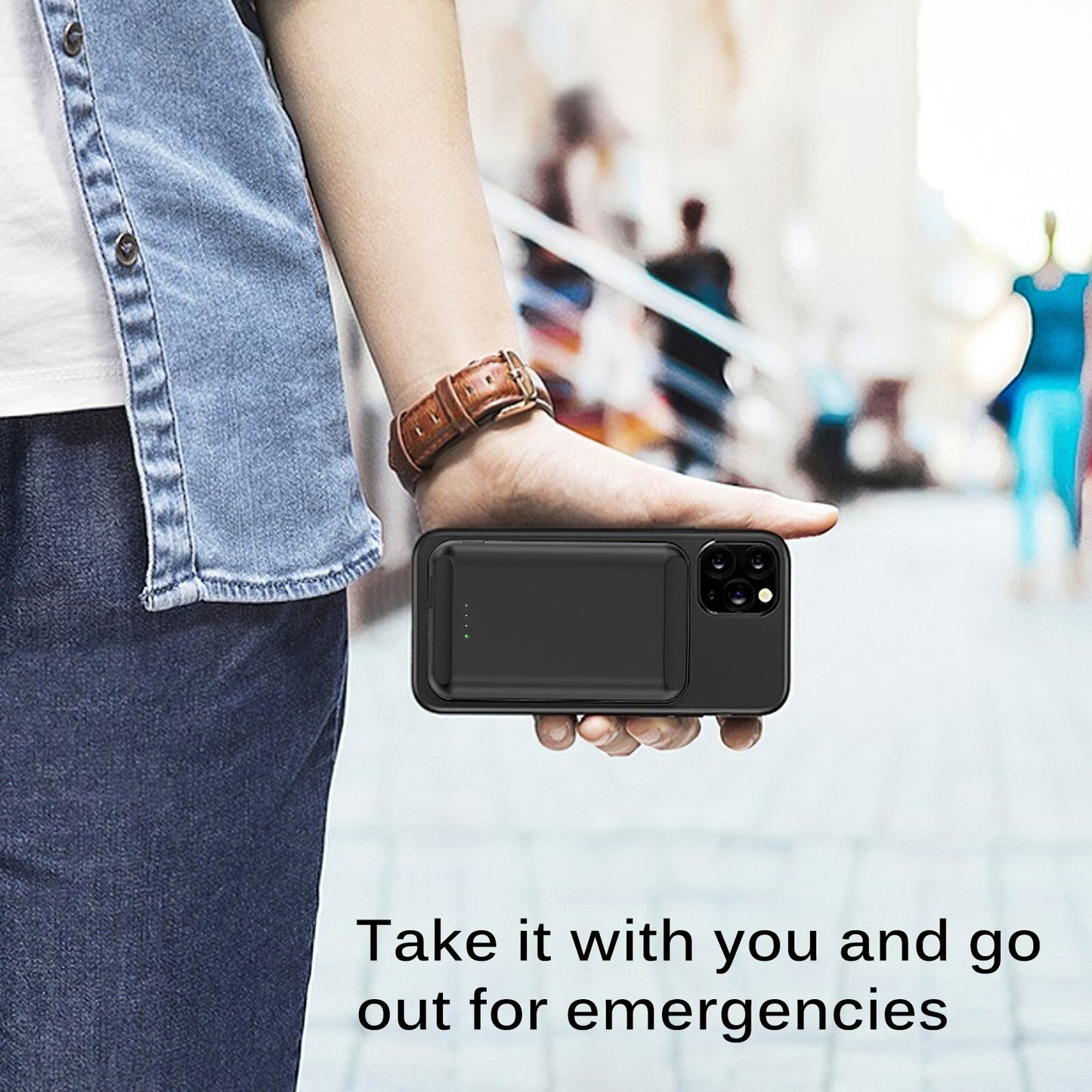 Built-In N52 Magnet Power Bank 5000mAh Front View