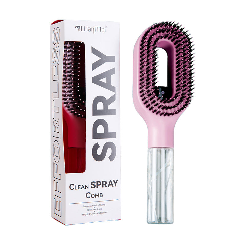 Multifunctional Mist Spray Comb with Transparent Spray Bottle, Hollow Handle, Hair Straightening Comb, Export Hair Care Tool