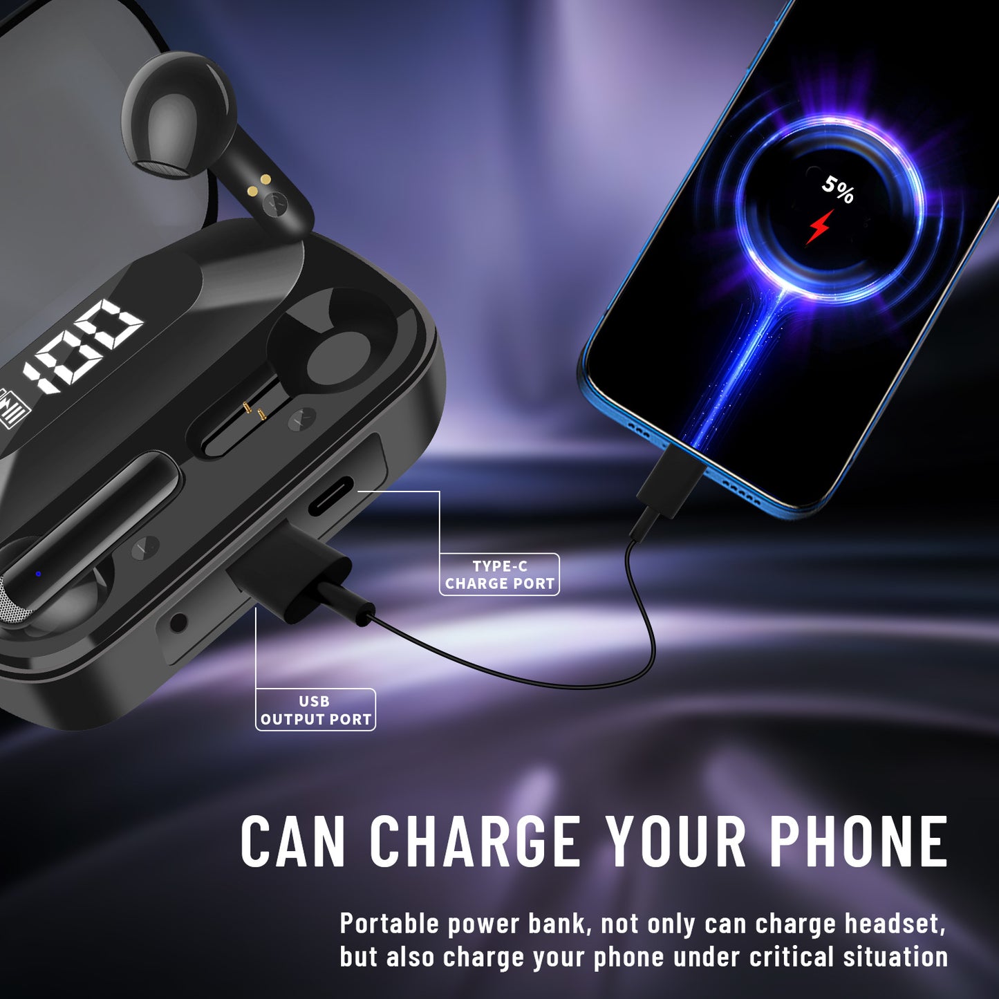 AKZ-S18 Power Bank TWS Earbuds Black