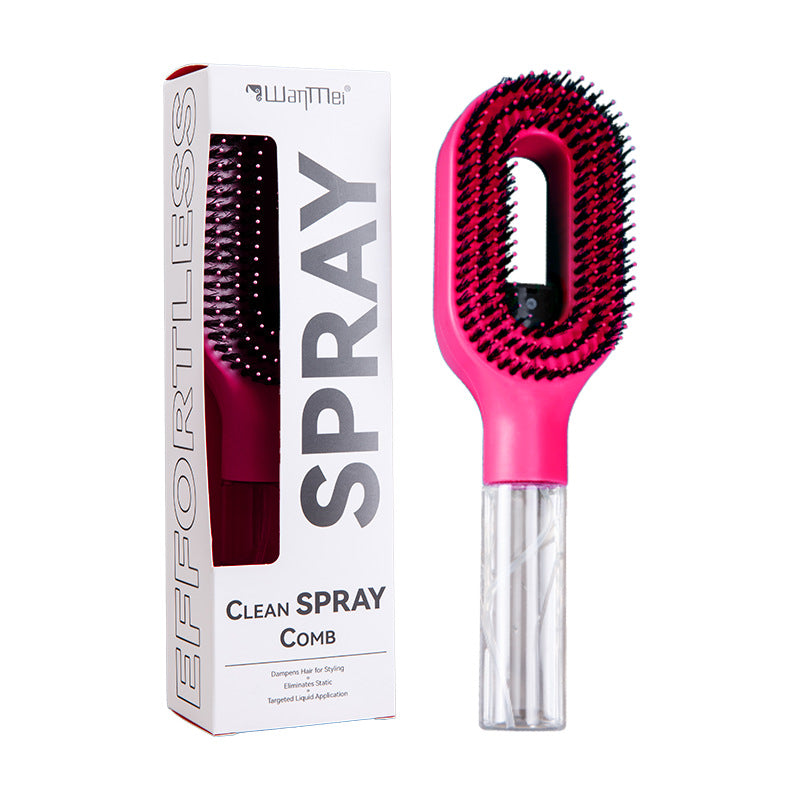 Multifunctional Mist Spray Comb with Transparent Spray Bottle, Hollow Handle, Hair Straightening Comb, Export Hair Care Tool