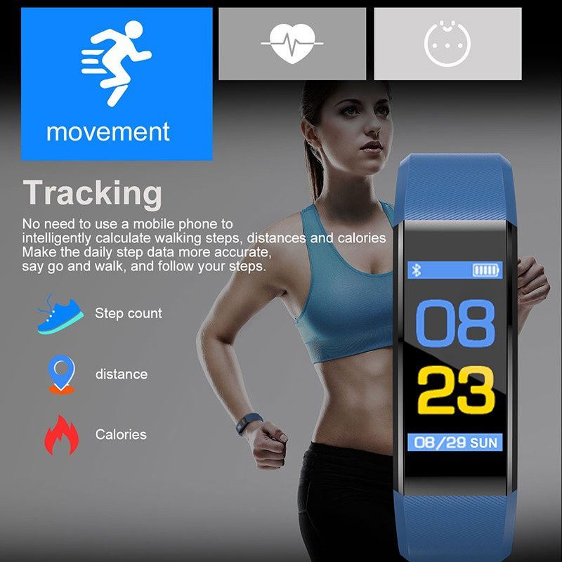 115 Plus Bluetooth Smart Watch Heart Rate Fitness Tracker