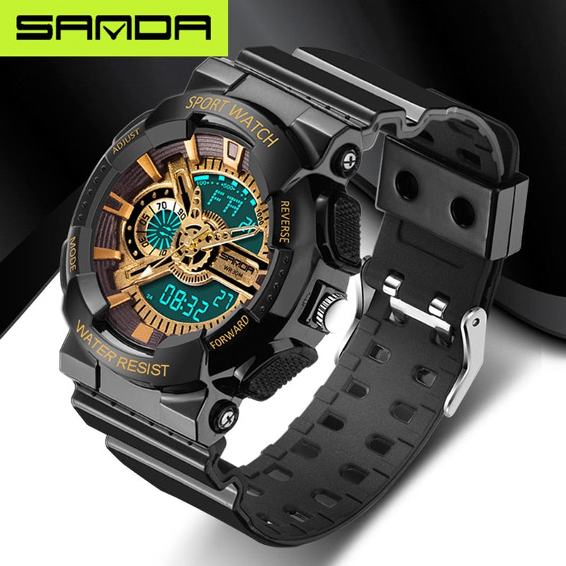 SANDA Men's LED Digital Watch waterproof sports military watch