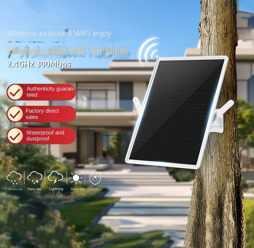Solar Powered Signal Repeater Mobile Phone Signal Receiver Wireless WiFi Extender WiFi 6 Signal Amplifier