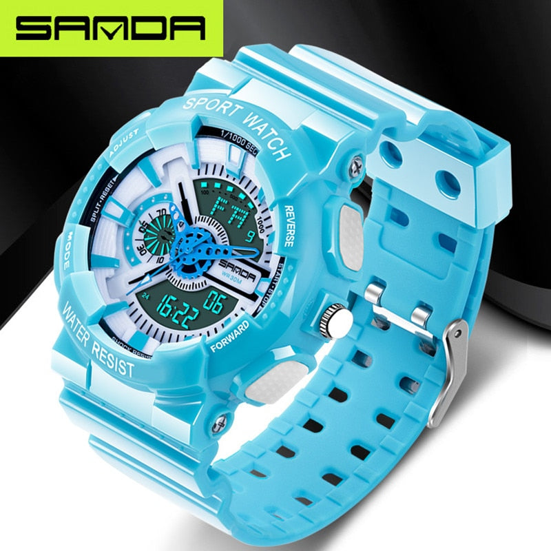 SANDA Men's LED Digital Watch waterproof sports military watch