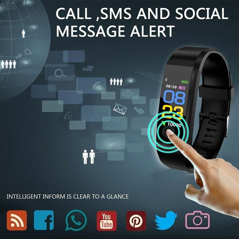 115 Plus Bluetooth Smart Watch Heart Rate Fitness Tracker