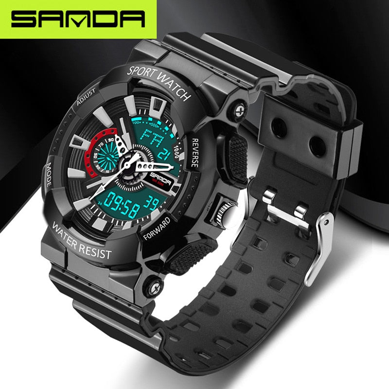 SANDA Men's LED Digital Watch waterproof sports military watch